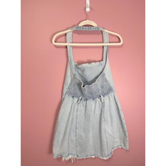 Show Me Your Mumu Duncan Denim Halter Mini Dress Size XL - Picture 6 of 6